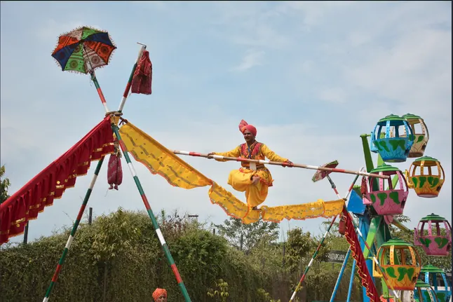 The giant swing at the village fair