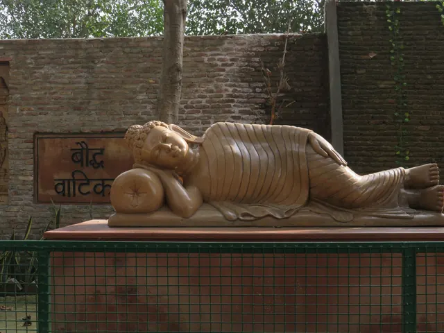 A statue of the Buddha in the farm's theme gardens